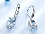 Sky Blue Topaz Silver Drop Earrings for Women