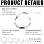 12 Pcs Surgical Steel Nose Rings & Hoops