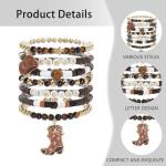7-Piece Cowgirl Beaded Bracelet Set for Women