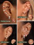 11 Pairs Silver Helix Piercing Jewelry Set