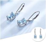 Sky Blue Topaz Silver Drop Earrings for Women