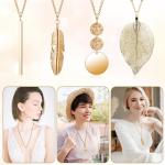 Boho Pendant Necklace Set for Women - 4 PCS