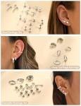 11 Pairs Silver Helix Piercing Jewelry Set