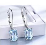 Sky Blue Topaz Silver Drop Earrings for Women