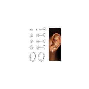 Chriscoco 5 Pairs Sterling Silver Stud Earrings Set