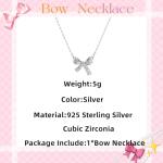 Sterling Silver Butterfly Bow Necklace with Zirconia
