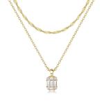 14K Gold Plated Zirconia Pendant Choker Necklace