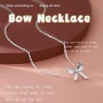 Sterling Silver Butterfly Bow Necklace with Zirconia