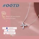 Sterling Silver Butterfly Bow Necklace with Zirconia