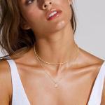 14K Gold Plated Zirconia Pendant Choker Necklace
