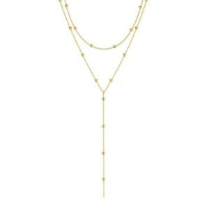 Gold Layered Necklace with Y-Shaped Pendant