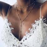 Gold Layered Necklace with Y-Shaped Pendant