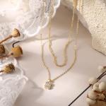 14K Gold Plated Zirconia Pendant Choker Necklace