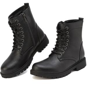 Women's Waterproof Black Ankle Boots with Zipper