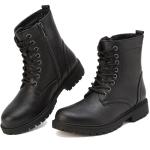 Women's Waterproof Black Ankle Boots with Zipper