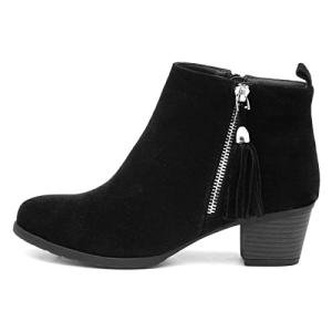 Black Faux Suede Heeled Boot for Women - Size 6