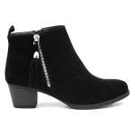 Black Faux Suede Heeled Boot for Women - Size 6