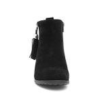 Black Faux Suede Heeled Boot for Women - Size 6