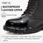 Women's Waterproof Black Ankle Boots with Zipper
