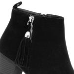 Black Faux Suede Heeled Boot for Women - Size 6