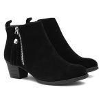 Black Faux Suede Heeled Boot for Women - Size 6