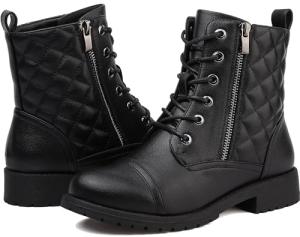 Women’s Waterproof Black Combat Ankle Boots