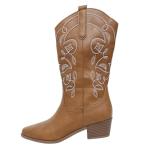 Stylish Mid-Calf Block Heel Cowboy Boots for Women