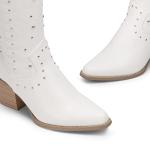 DREAM PAIRS Women's White Cowboy Mid Calf Boots