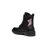Geox J Casey Black and Pink Ankle Boots