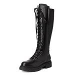 DREAM PAIRS Black Thigh High Combat Boots
