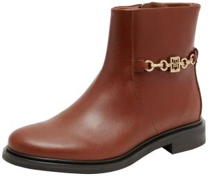 Tommy Hilfiger Women's Cognac Leather Chain Boots