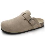 Zandrix Women's Suede Clog Sandals with Buckle