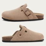 Suede Clogs with Arch Support in Taupe