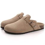Suede Clogs with Arch Support in Taupe