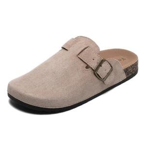 Suede Clogs with Adjustable Buckle and Arch Support