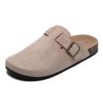 Suede Clogs with Adjustable Buckle and Arch Support