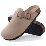 Taupe Suede Clogs with Arch Support for Women