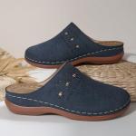 Womens Wide Fit Wedge Mule Sandals for Summer