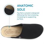 Fly Flot Wide-Fit Black Anatomic Clogs Size 6