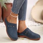Womens Wide Fit Wedge Mule Sandals for Summer