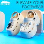 Beige Platform Heeled Clogs with Removable Charms