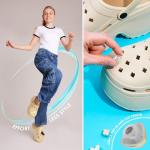 Beige Platform Heeled Clogs with Removable Charms