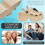 Beige Platform Heeled Clogs with Removable Charms