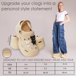 Beige Platform Heeled Clogs with Removable Charms