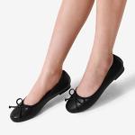 Womens Classic Bow Flats Ballerina Shoes, Black