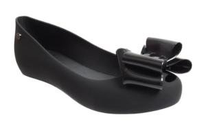 Black Jelly Ballet Flats with Bow for Women