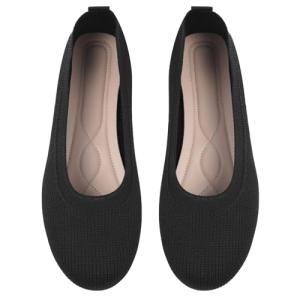 Women's Black Wide Width Knitted Ballet Flats