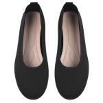 Women's Black Wide Width Knitted Ballet Flats
