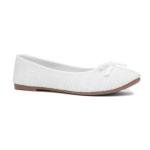 Lilley Grace Women's White Bow Ballerina Shoes