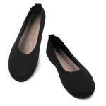 Women's Black Wide Width Knitted Ballet Flats